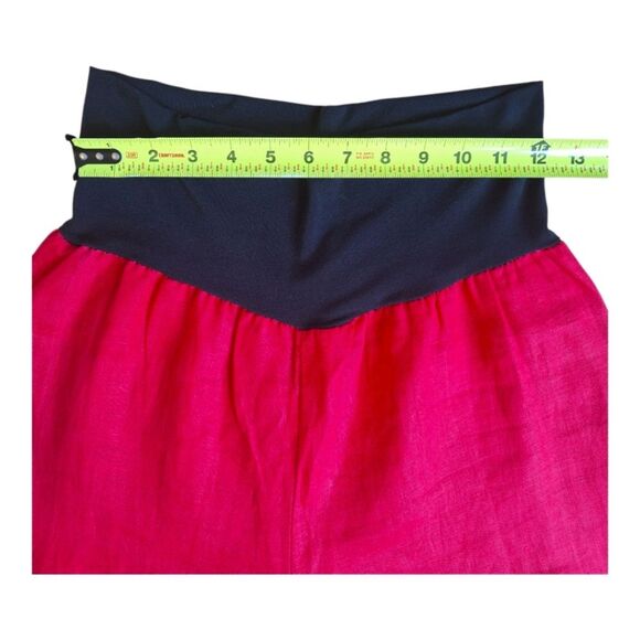 Linen Wide Leg Pants from Italy Stretch Waist Cranberry Red Large La Santilla EC - Picture 11 of 16